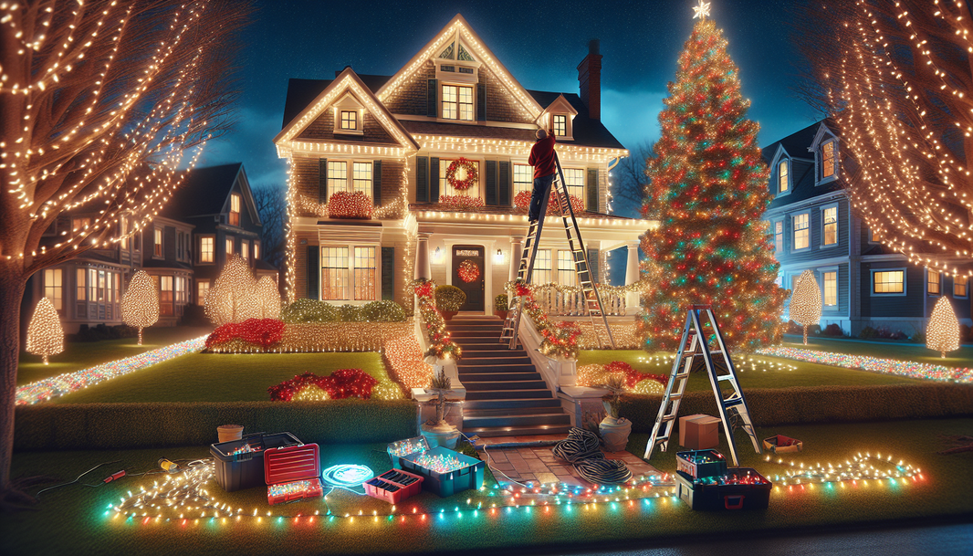 How to hang Christmas lights on a giant tree