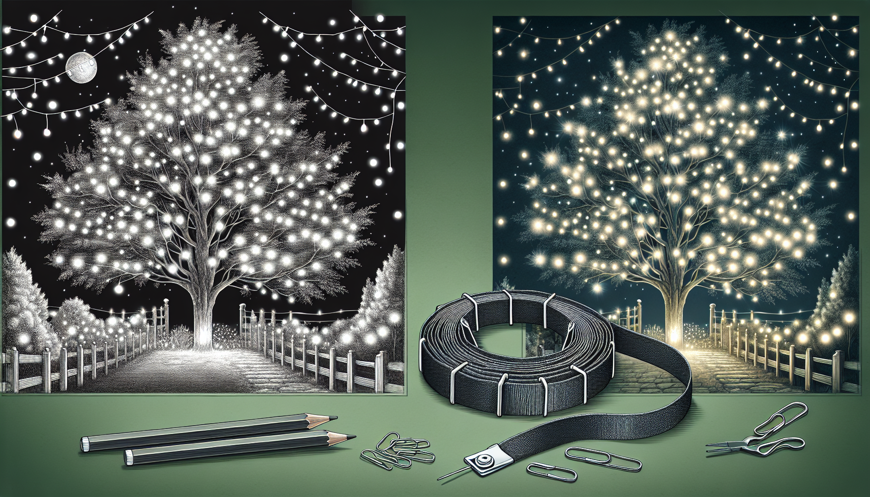 Effortless Elegance: Transforming Trees with Glistening Lights