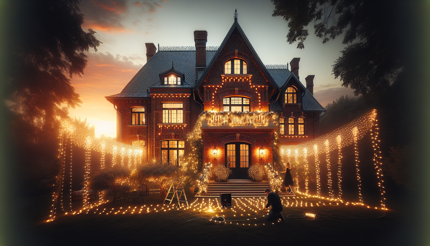 Elevating Your Outdoor Wedding with a Stunning Wall of Christmas Lights