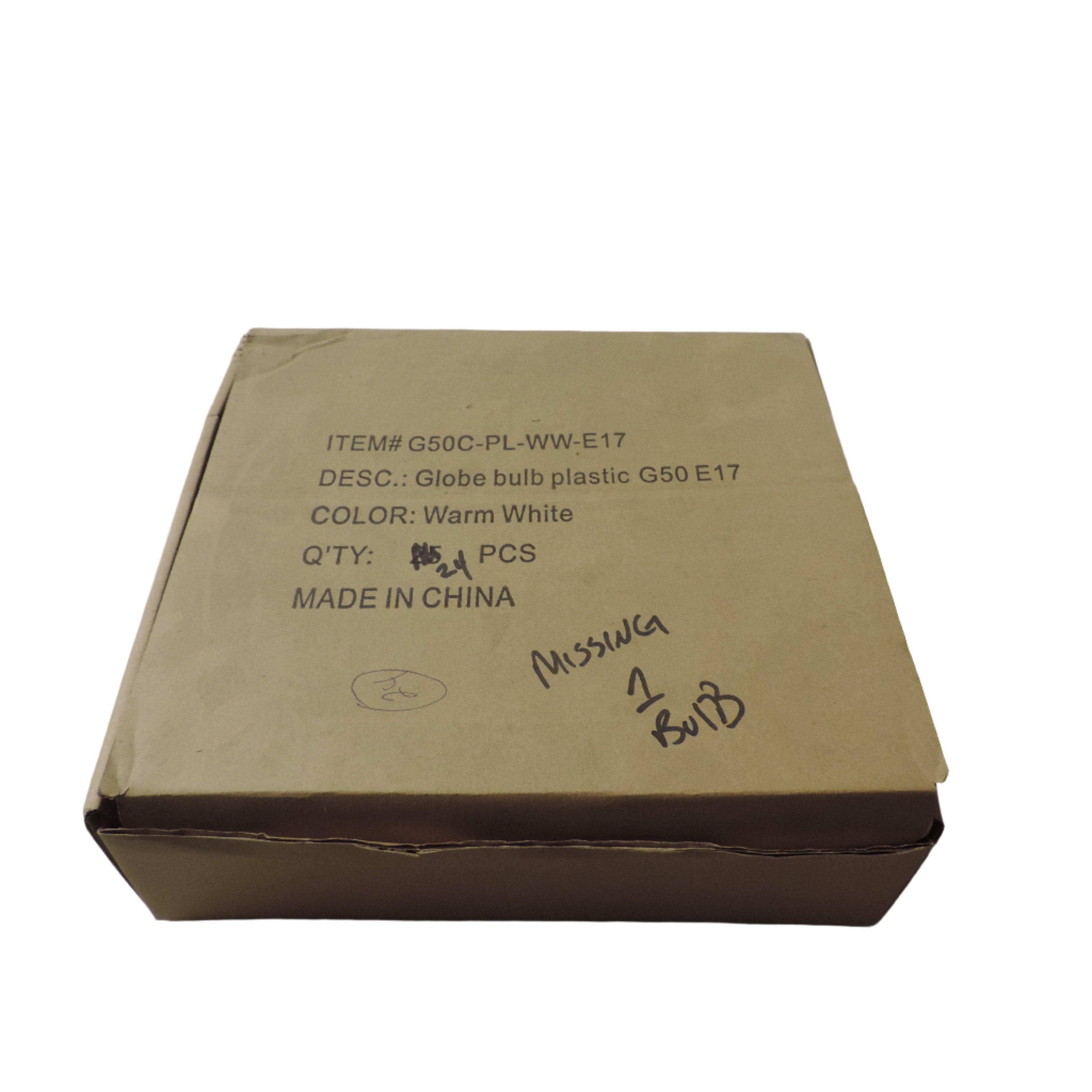 Globebulb Plastic G50 E17, WW, 24 bulbs (Partial Case)