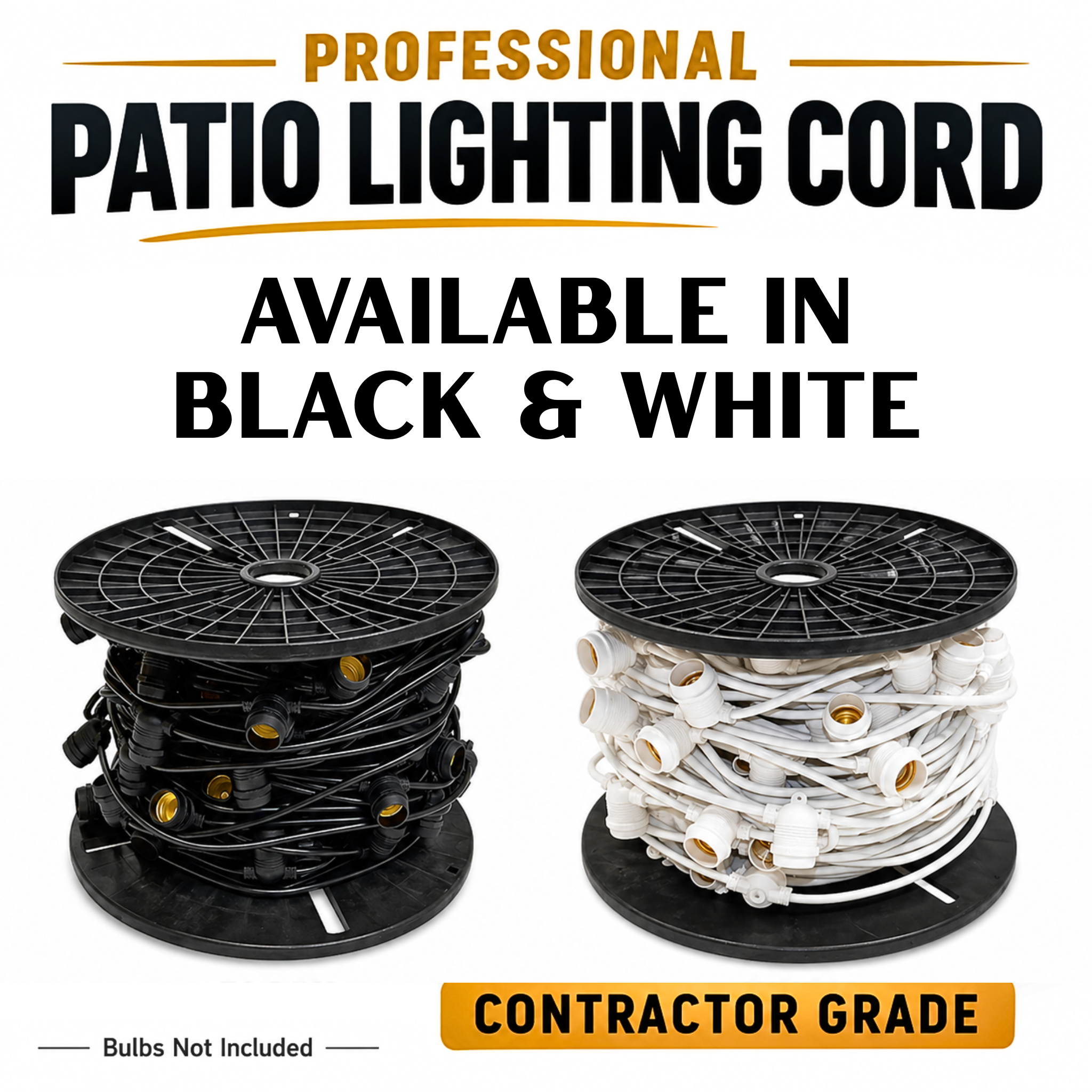 Socket Cord - Patio Lighting Cord - 330' SPT-2 Cord with 165 E26 Sockets (No Drop) - 24" Spacing